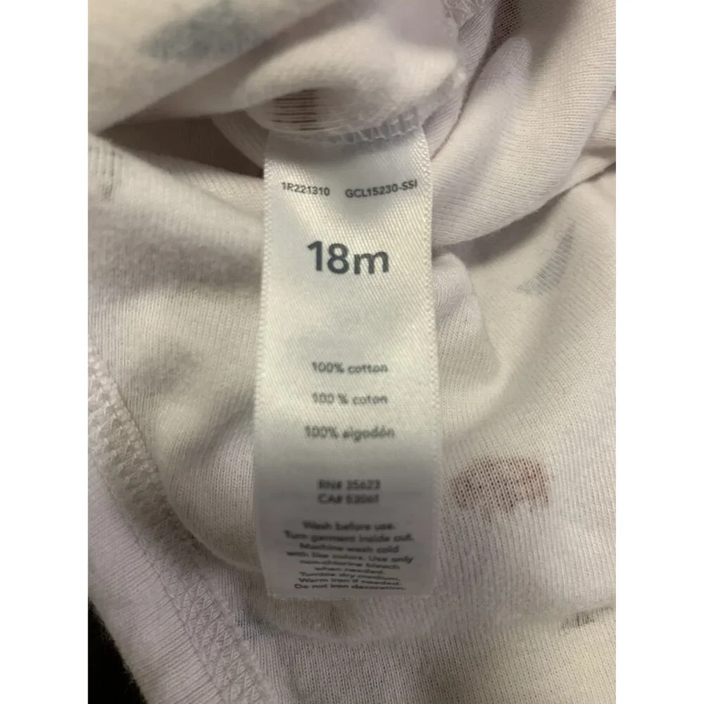 Carters 18M Long-Sleeve White‎ Cotton Bodysuit Outdoor Theme Bears Trees